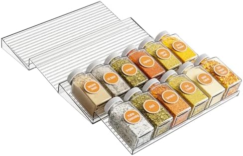 4Pcs Spice Organizer, Clear Plastic Spice Drawer Organizer Large