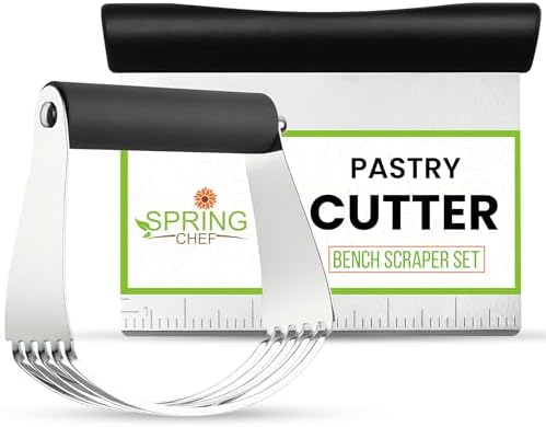 Spring Chef Stainless Steel Dough Blender & Bench Scraper Set, Black
