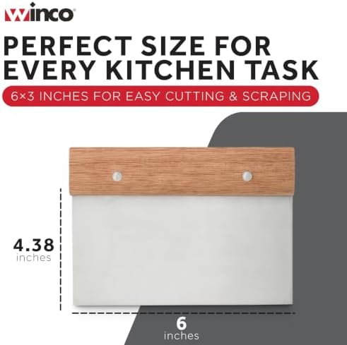 Winco Stainless Steel Dough Scraper with Wood Handle