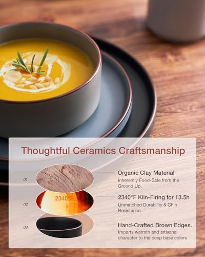 Famiware Nebula Ridge 24-Piece Stoneware Dinnerware Set, Multi-color
