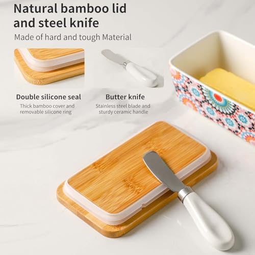 Butter Dish with Lid, Large Butter Dish for Countertop, Ceramic Butter