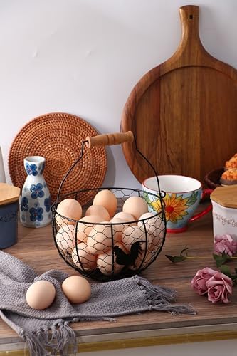Fresh Egg Collecting Basket, Metal, With Handle