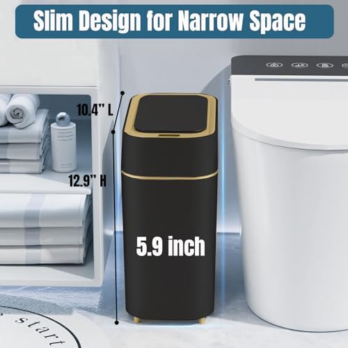 LALASTAR 2-Pack Bathroom Trash Can, 2.3 Gal, Black
