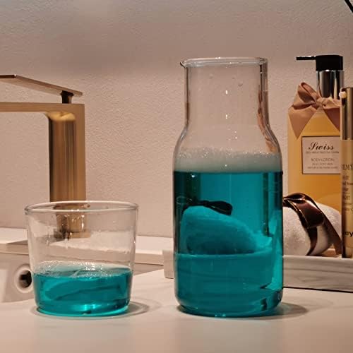 ZILJJ 17 oz/500ml Bedside Water Carafe and Glass Set with Cup, Clear