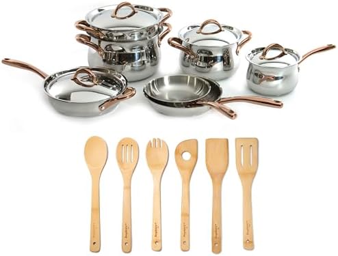 Berghoff Ouro Gold 17Pc Cookware Set,18/10 Stainless Steel,Metal Lids