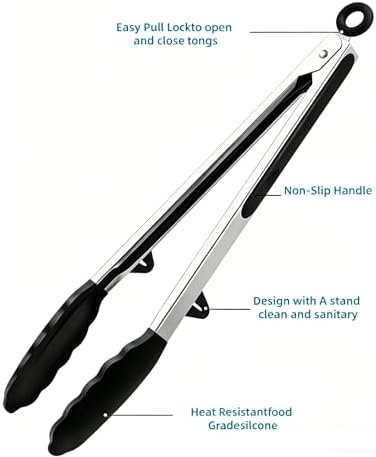 304SS Oyster Grill Tray and Silicone Tongs BBQ Set, 16-Piece