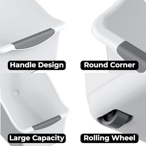 2Pack Tall Under Sink Organizer with Wheels, Plastic Organizer Bins
