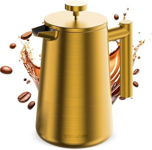 Stainless Steel French Press, 34 Oz, Gold