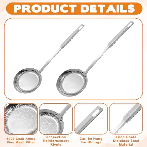 2 Pack Fine Mesh Stainless Steel Colander Filte Grease Foam Extra Fine
