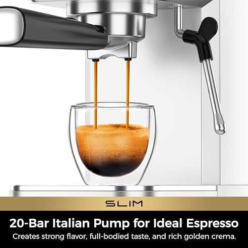 CHULUX Espresso Machine with Conical Burr Grinder, Silver