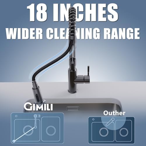 GIMILI LED Black Stainless Kitchen Faucet with Pull-Down Sprayer