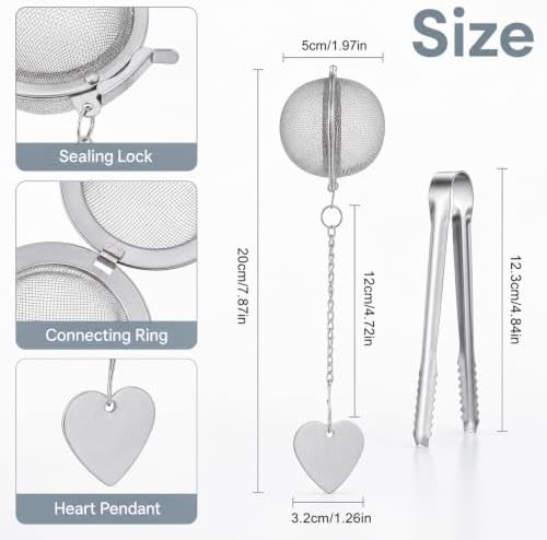 2Pcs Tea Ball for Loose Leaf Tea with Spoon, Fine Mesh Loose Leaf