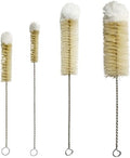 NewFerU Bottle Brushes Thin Long Handle X 4, Natural Boar Bristle Set
