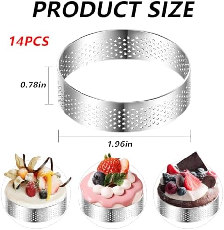 14Pack 2 Inch Stainless Steel Tart Ring,Mousse Tart,Crumpet Rings Cake