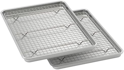 Wildone Baking Sheet with Rack Set (2 Pans + 2 Racks), Half Sheet Size