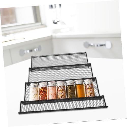 Metal Drawer Spice Rack Organizer Insert for Jars, Black