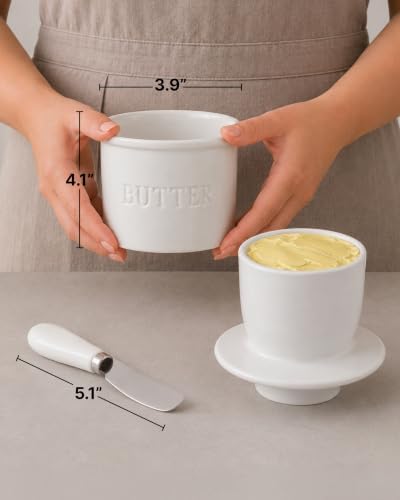 Zulay Kitchen Bell Shaped Butter Crock with Lid for Countertop with