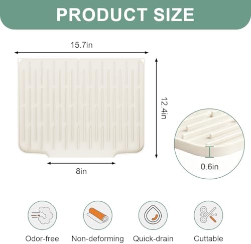 Silicone Kitchen Countertop Dish Drying Mat with Water Collection Tray