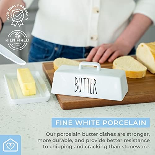 Heartland Home Porcelain Covered Butter Dish with Lid for Countertop
