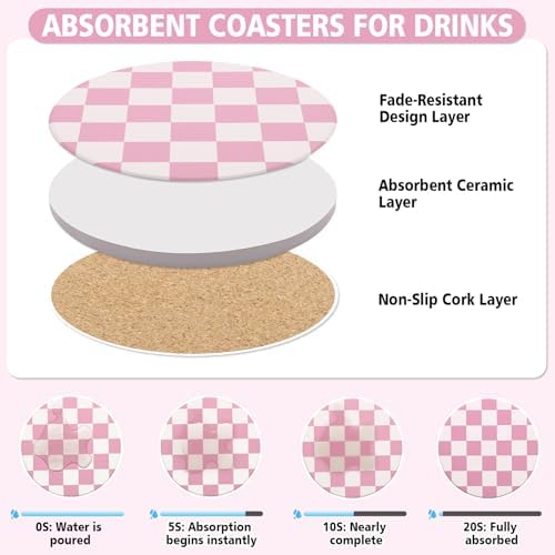 2 Pack Ceramic Absorbent Coasters for Drinks, Heat Resistant Drink