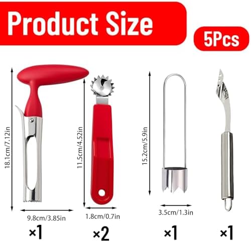 5-Piece Fruit and Vegetable Corer Set, Stainless Steel
