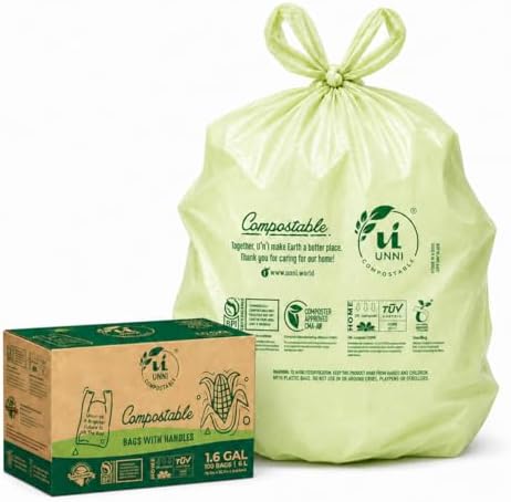 UNNI 1.6 Gallon Compostable Bags, 200 Count