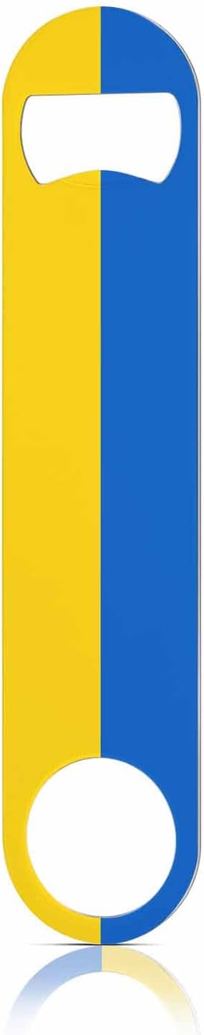 Ukraine Flag Stainless Steel Bottle Opener Yellow Blue Ukrainian Symbol Emblem by TASDANA