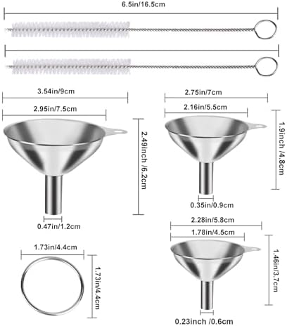 Stainless Steel Funnel Set, 3 Small Funnels for Kitchen Use Filling