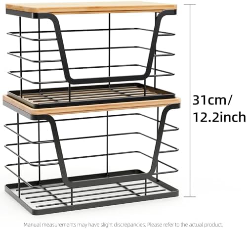 ALOCEO 2 Pack Storage Stackable Kitchen Laundry Organizers with Bamboo