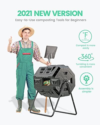 43 Gallon Dual-Chamber Tumbling Compost Bin