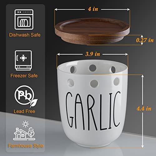 DAYYET Garlic Keeper for Counter, Ceramic Garlic Keeper with