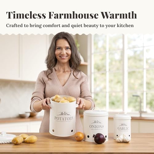 noonberry 3-Piece Potato and Onion Storage Bin Set for Kitchen