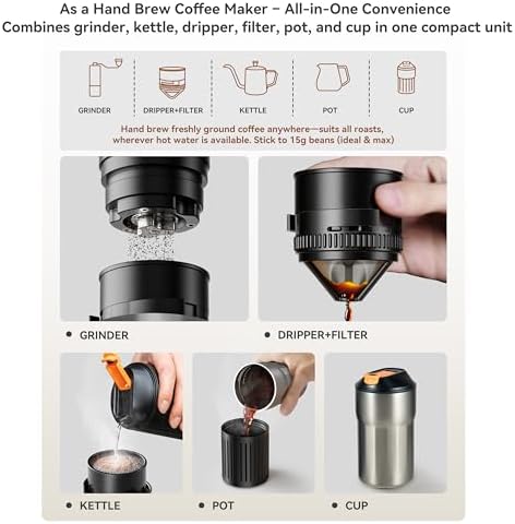 Portable Pour Over Coffee Maker with Rechargeable Electric Grinder