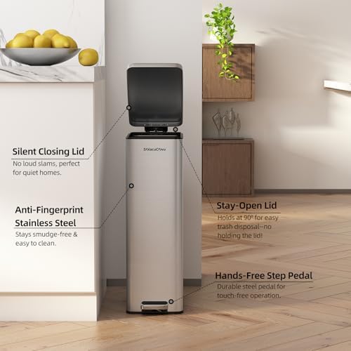 8 Gallon Slim Stainless Steel Kitchen Garbage Can