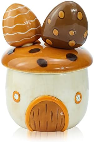 Sizikato 4pcs Porcelain Measuring Spoons with Base, Cartoon Mushroom
