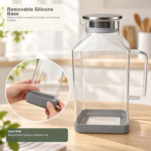 1 Gallon Square Borosilicate Glass Pitcher with Dual-Pour Lid