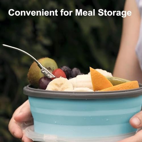 Camping Bowl with Lid Collapsible Silicone Bowl for Travel and Camping
