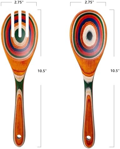 Pakkawood Salad Tongs,10.5 inch wooden Spoons, Serving utenstil