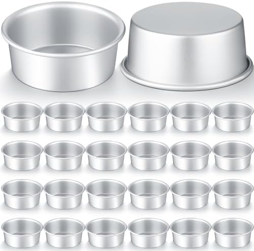 Domensi 24 Pack Small 4in Cake Pan Aluminum Round Cake Baking Pans