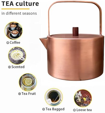 YJX Pure Copper Stovetop Tea Kettle, 1500ml