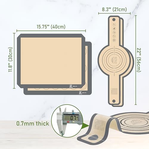 Silicone Baking Mat 4-Pack: 2 Sourdough Bread Slings for Dutch Oven +