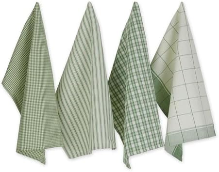 DII Everyday Kitchen, Urban Stripe & Basic Dishtowels, 18x28, Sage