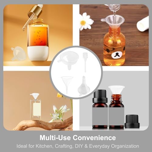 9Pcs Small Funnel with 2Pcs Droppers Set Tiny Mini Funnels for Kitchen