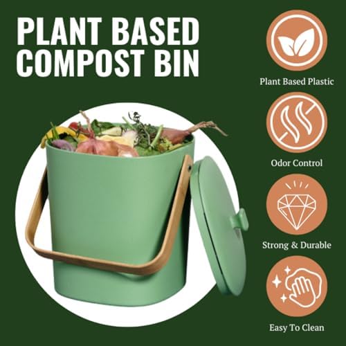 Bamboozle 1 Gallon Countertop Compost Bin, Avocado