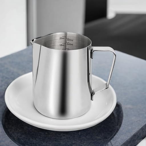 Saiveina Milk Frothing Pitcher, 20oz Milk Frother Cup Stainless Steel