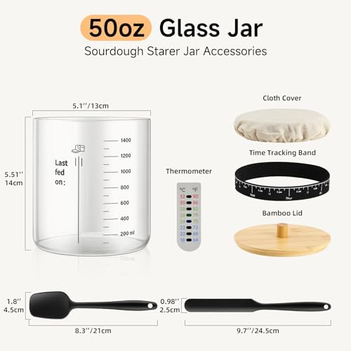 HomeFeel 50 oz Glass Sourdough Starter Jar