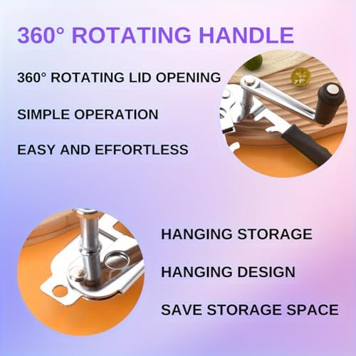 Heavy Duty Hand Crank Manual Can Opener, Stainless Steel Safety Can