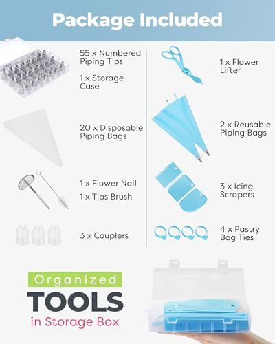 Kootek 90 Piping Bags and Tips Set Frosting Piping Kit for Beginners &