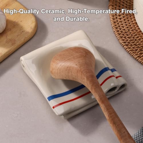 Ceramic Kitchen Spoon Rest for Stove Top or Kitchen Counter, Large and