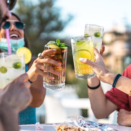 Highball Glasses Set of 4, 16oz Tall Drinking Glasses, Lead-free